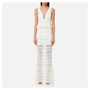 Anthropologie Foxiedox Dress Womens Large White Crinkle Lace Maxi Gauze Dress